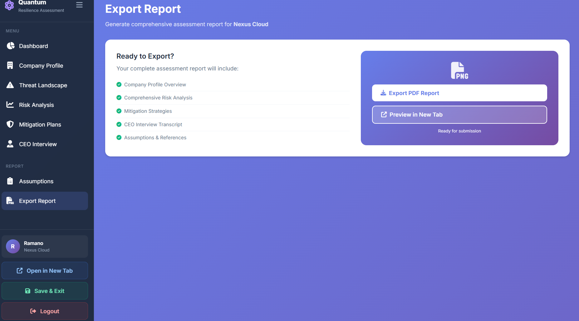 Assessments demo preview
